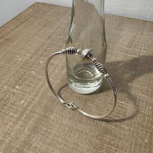 Silver Beaded Bangle Bracelet